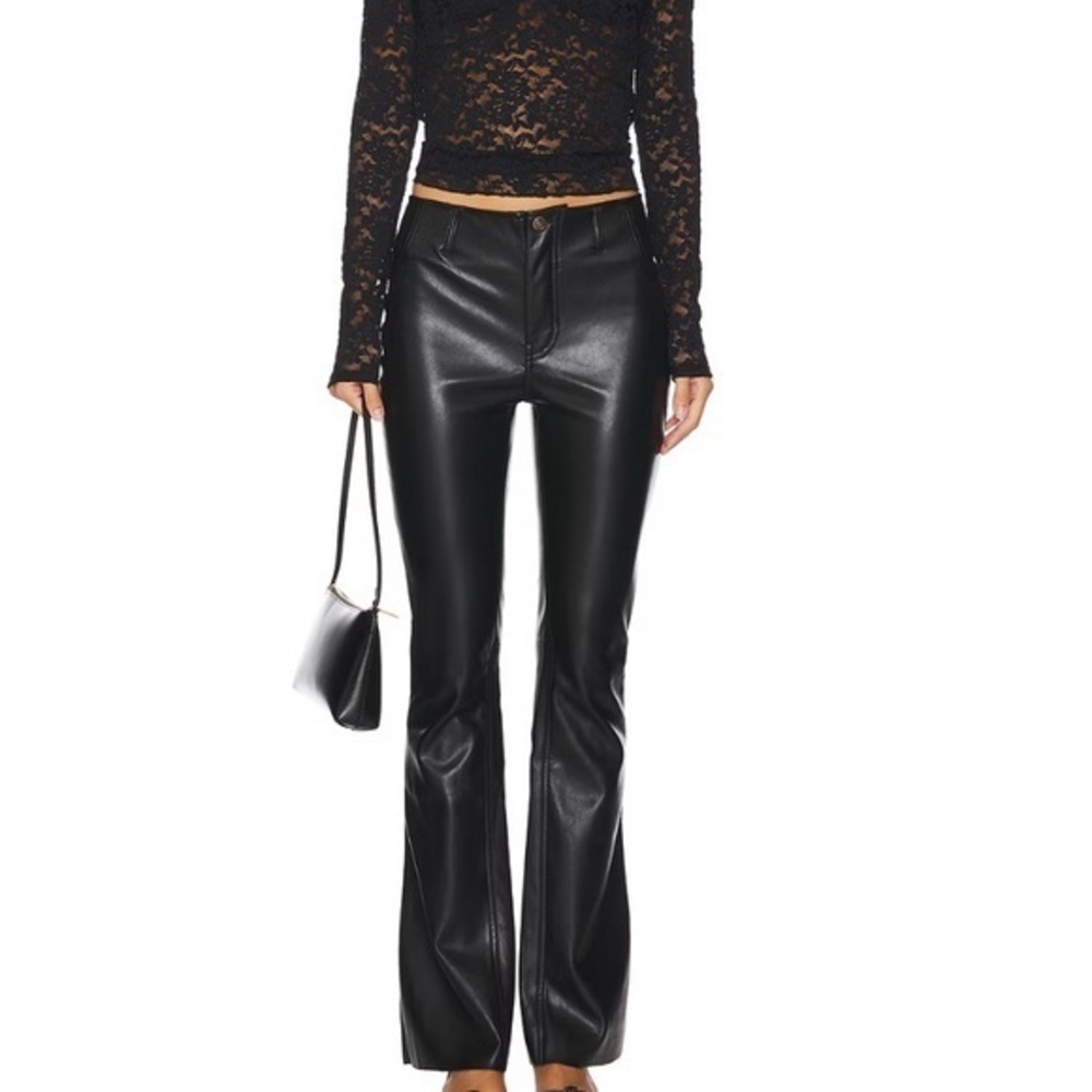 We the Free Level Up Faux Leather Slit Bootcut Pants In Black 29